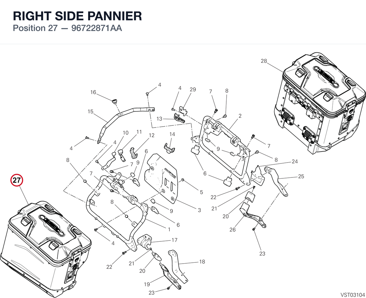 RIGHT SIDE PANNIER 96722871AA diagram position