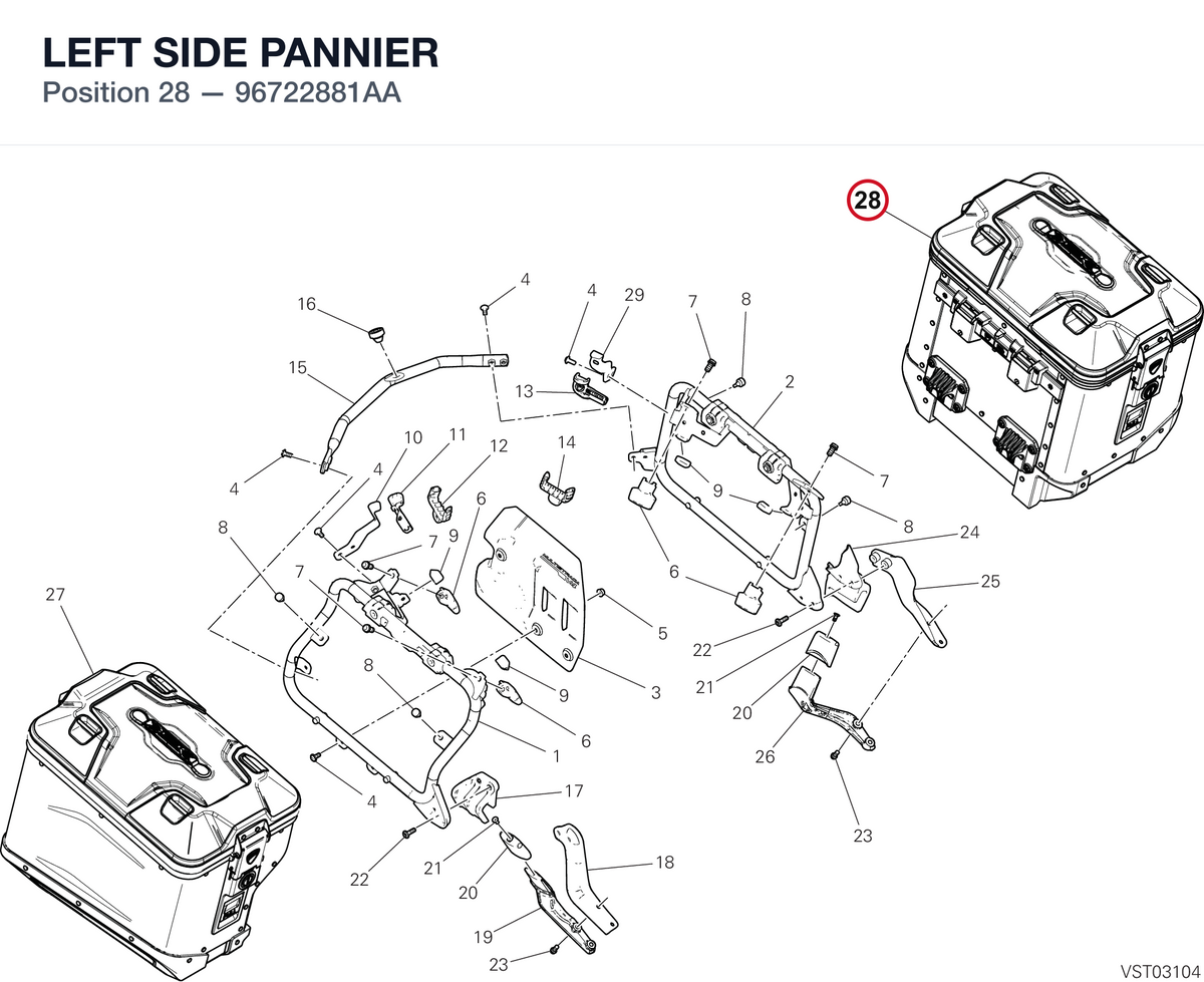 LEFT SIDE PANNIER 96722881AA diagram position