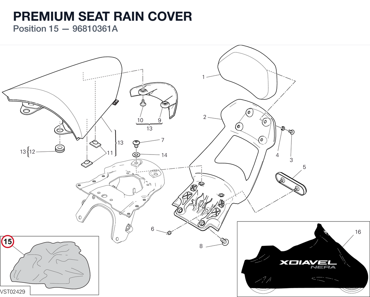 PREMIUM SEAT RAIN COVER 96810361A diagram position
