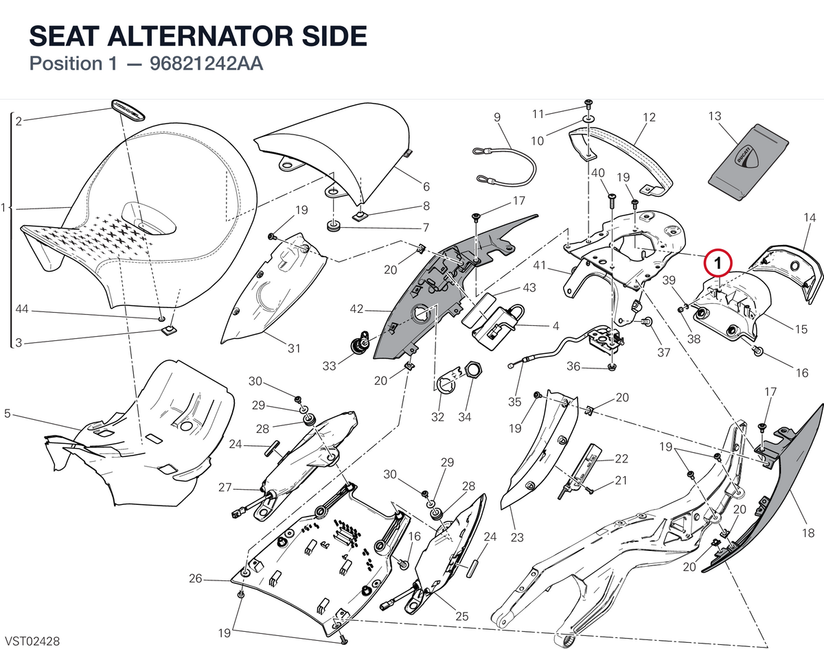 SEAT ALTERNATOR SIDE 96821242AA diagram position
