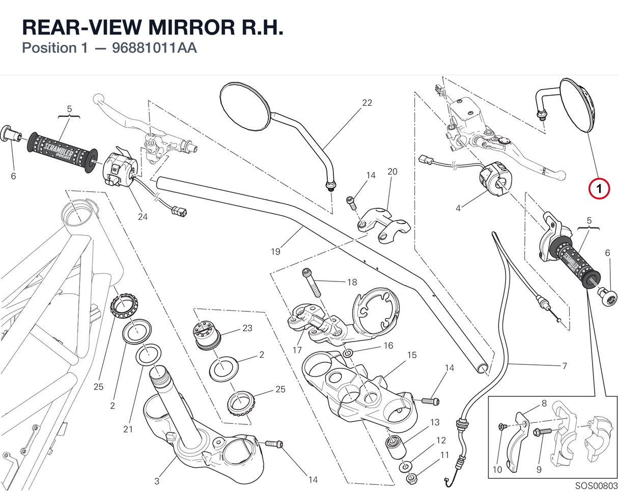 REAR-VIEW MIRROR R.H.