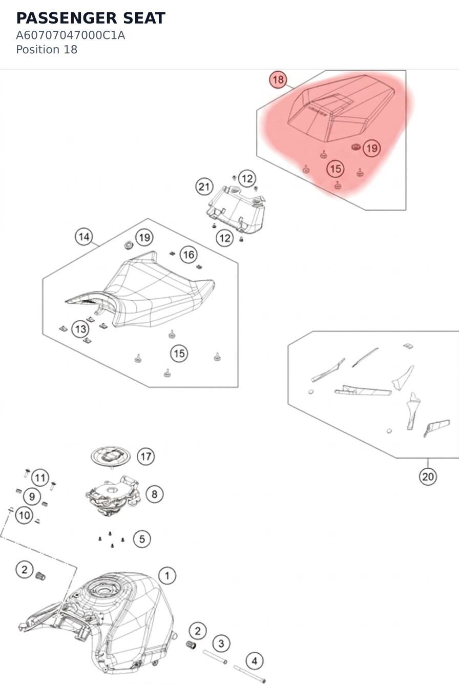 Diagram preview: PASSENGER SEAT (A60707047000C1A)