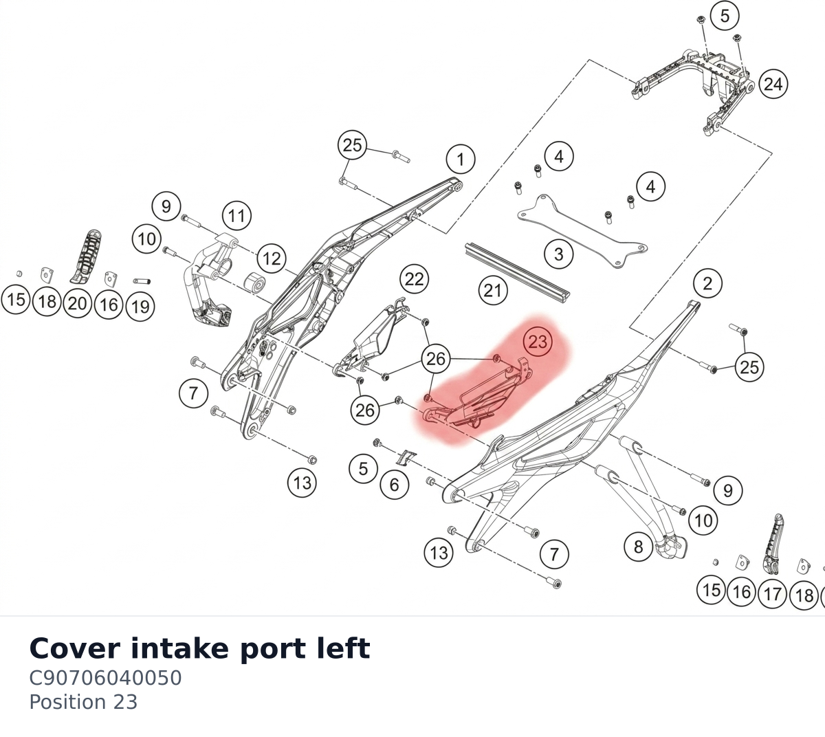 Diagram preview: Cover intake port left (C90706040050)