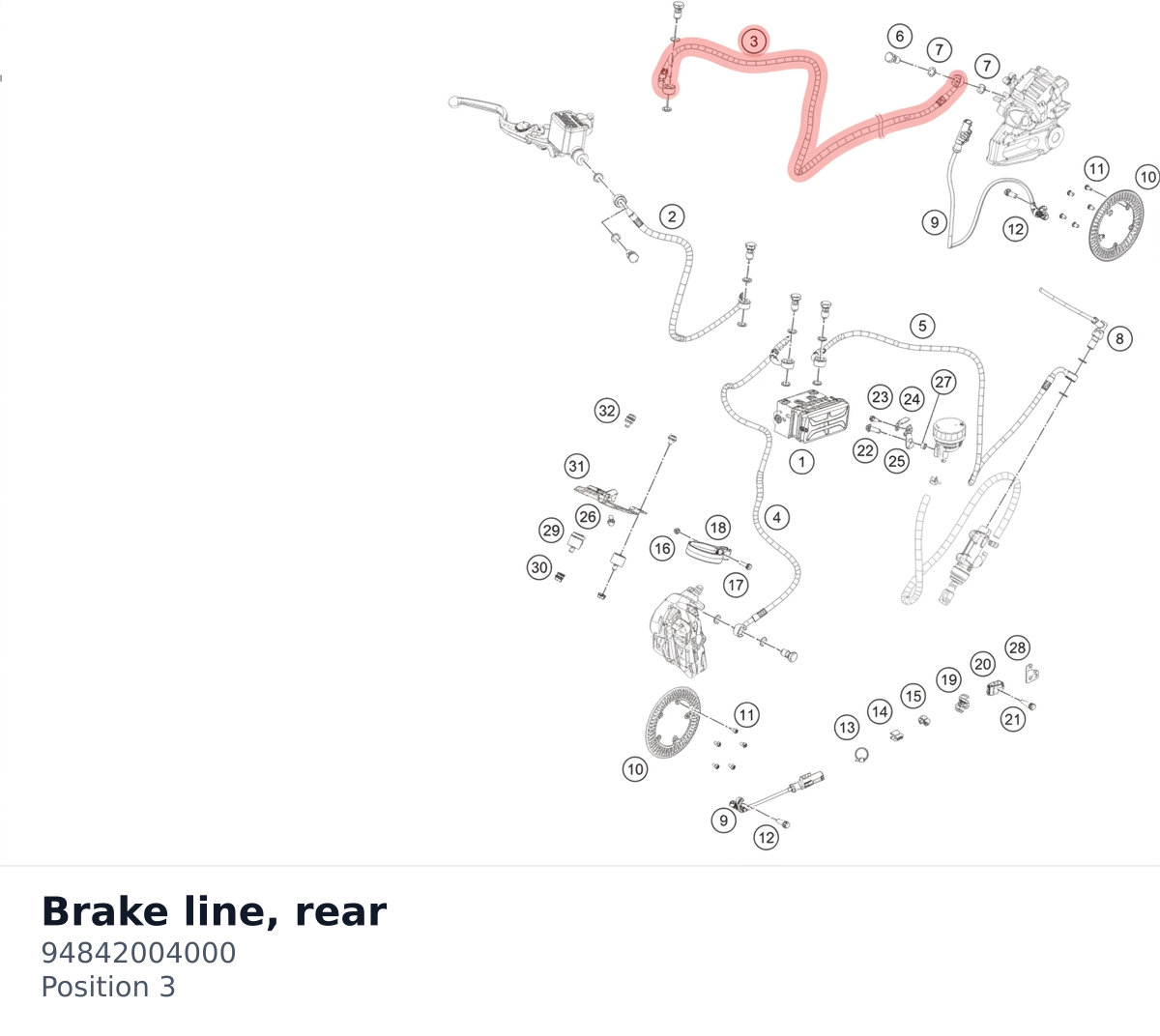 Diagram preview: Brake line, rear (94842004000)