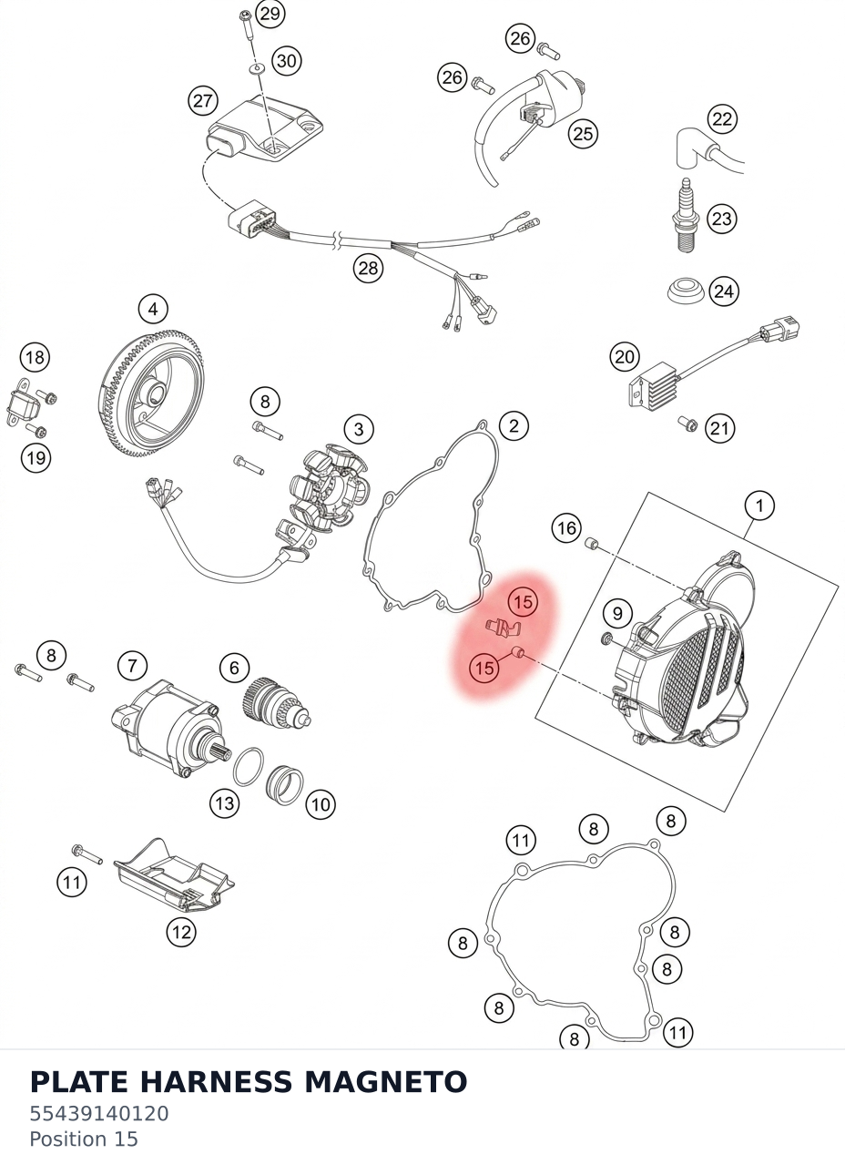 Diagram preview: PLATE HARNESS MAGNETO (55439140120)