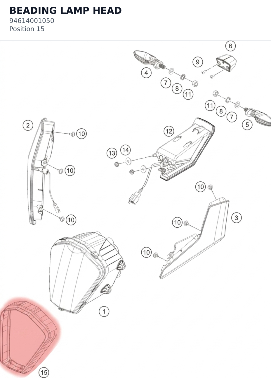 Diagram preview: BEADING LAMP HEAD (94614001050)