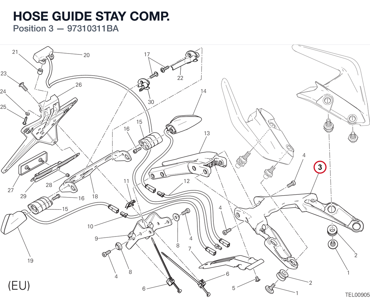 HOSE GUIDE STAY COMP. 97310311BA diagram position