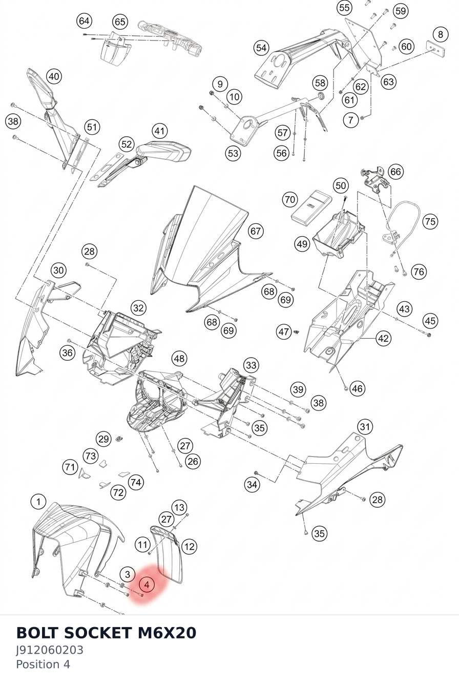 Diagram preview: BOLT SOCKET M6X20 (J912060203)