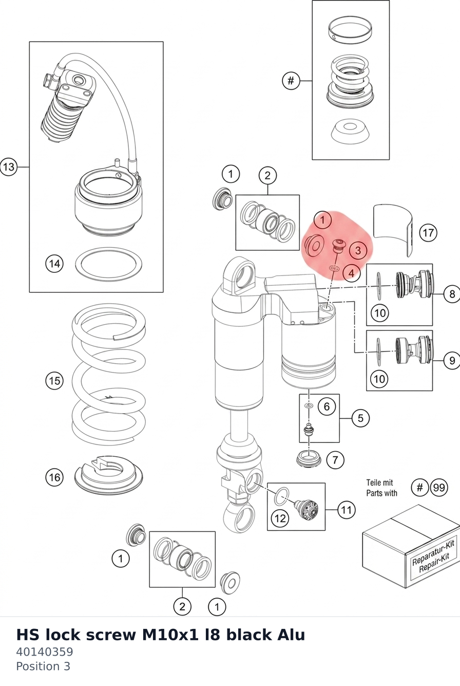 Diagram preview: HS lock screw M10x1 l8 black Alu (40140359)