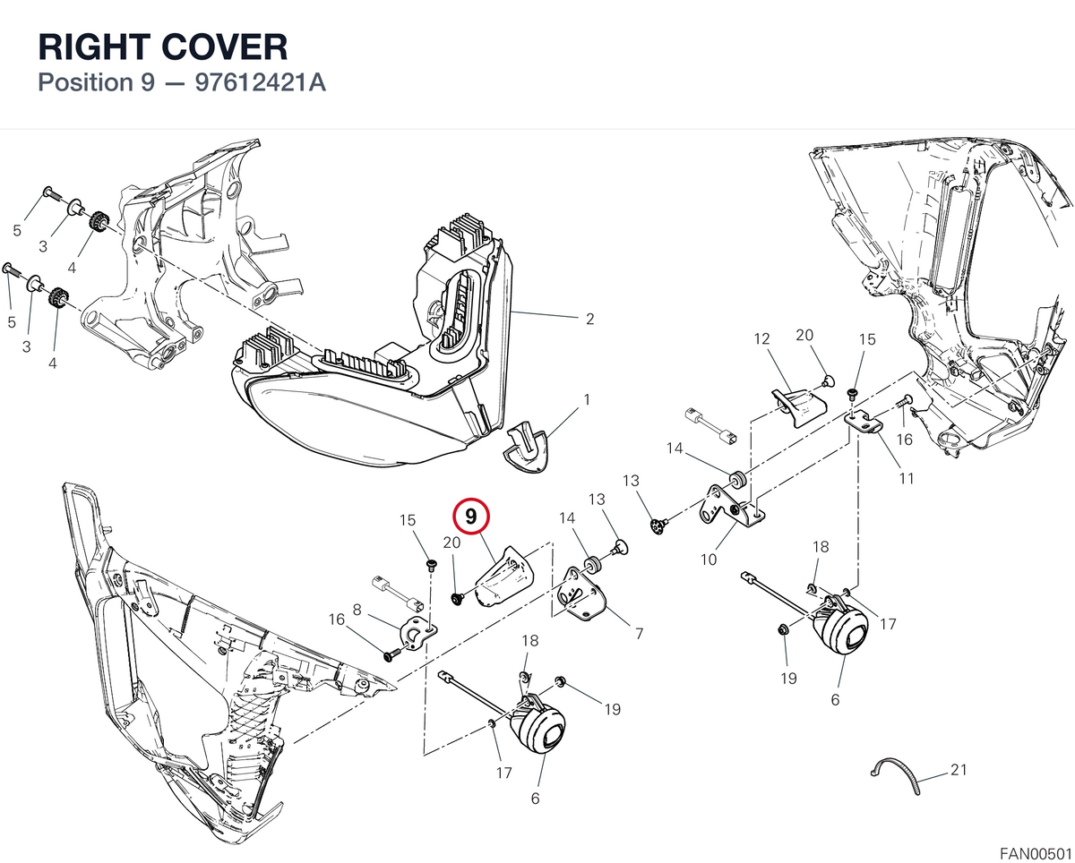 RIGHT COVER 97612421A diagram position
