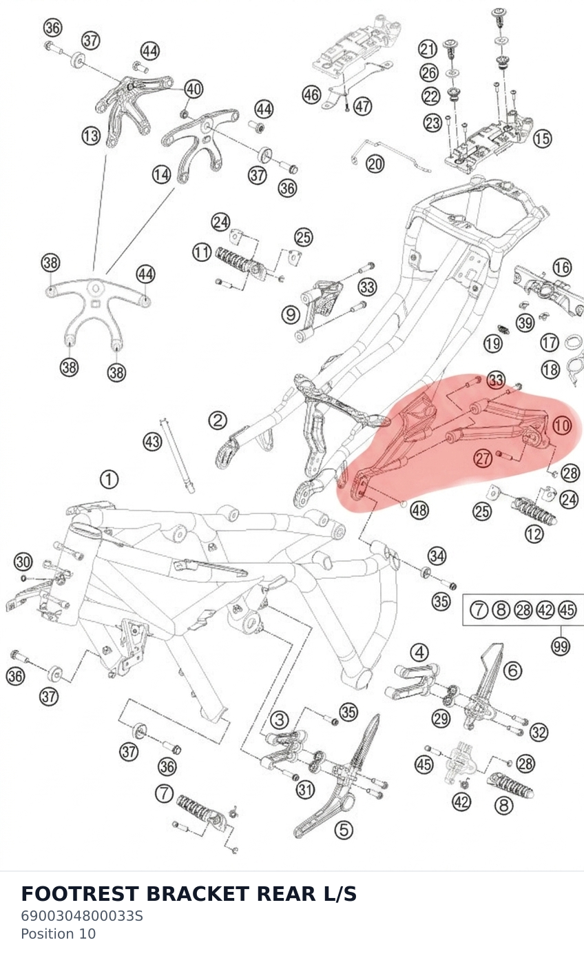 Diagram preview: FOOTREST BRACKET REAR L/S (6900304800033S)
