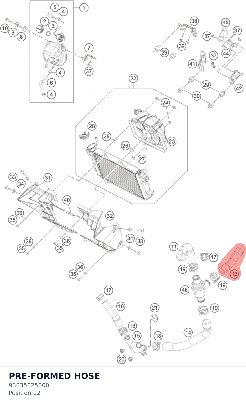 Diagram preview: PRE-FORMED HOSE (93035025000)