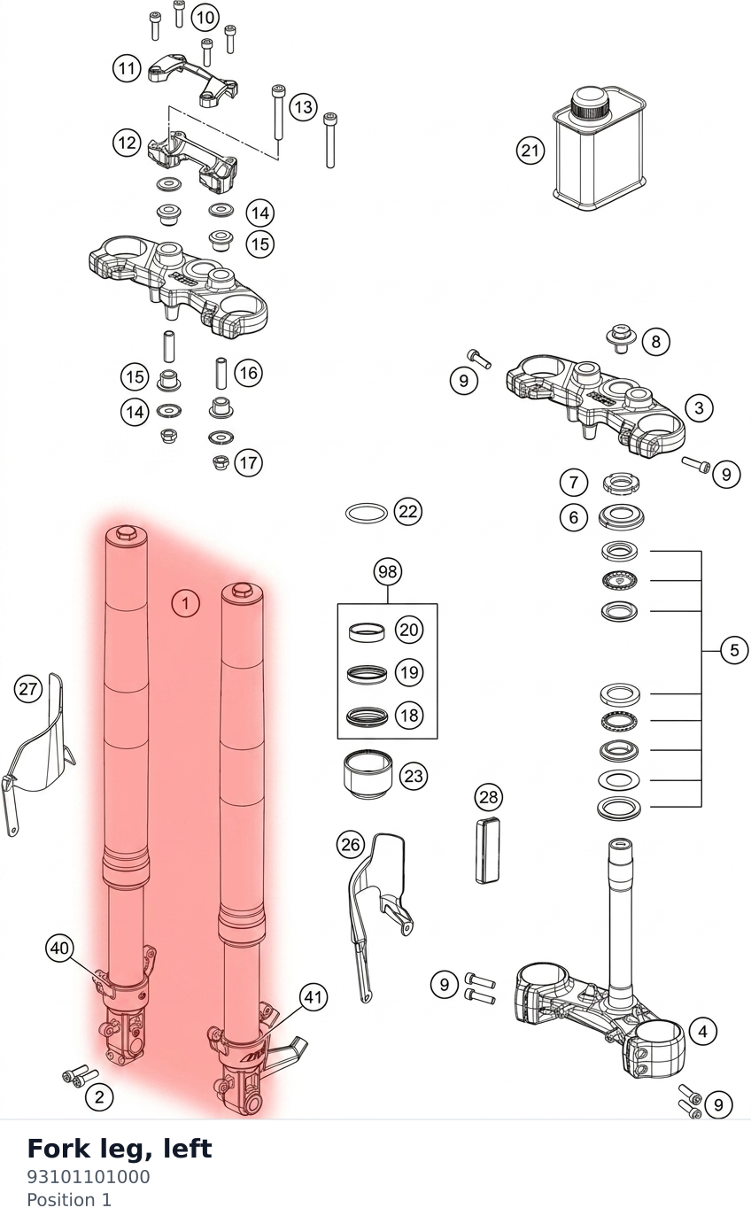 Diagram preview: Fork leg, left (93101101000)