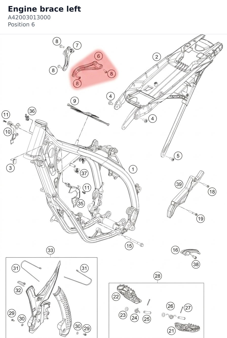 Diagram preview: Engine brace left (A42003013000)