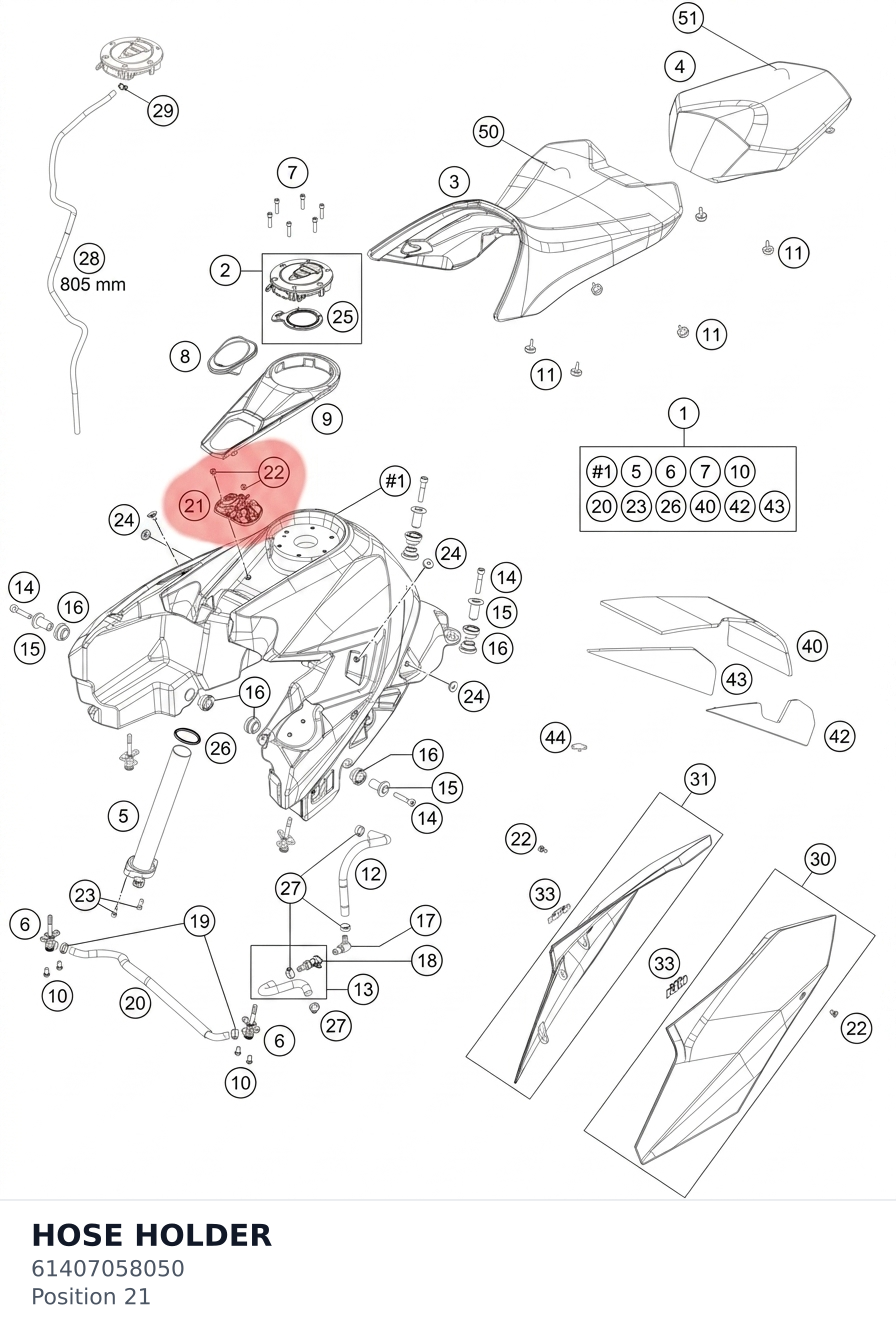 Diagram preview: HOSE HOLDER (61407058050)