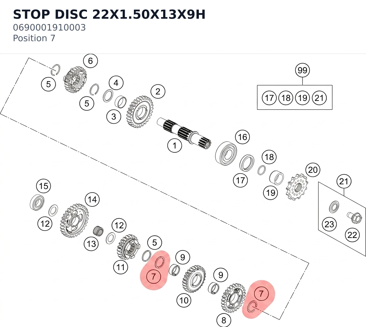 Diagram preview: STOP DISC 22X1.50X13X9H (0690001910003)