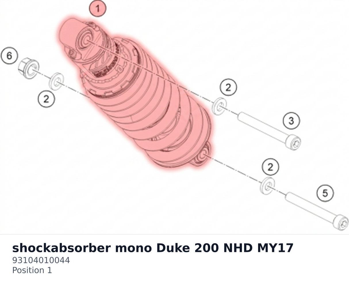 Diagram preview: shockabsorber mono Duke 200 NHD MY17 (93104010044)