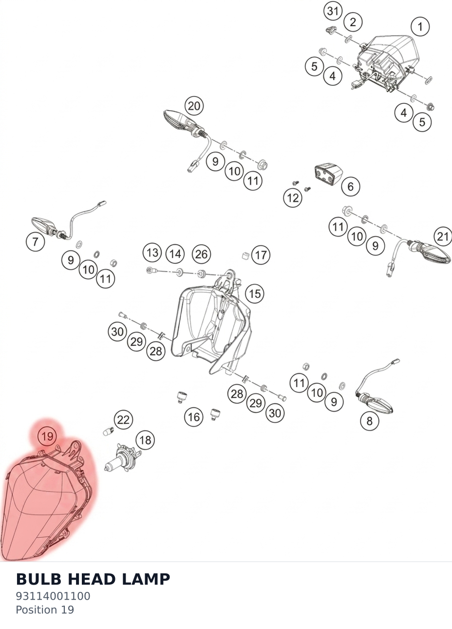Diagram preview: BULB HEAD LAMP (93114001100)