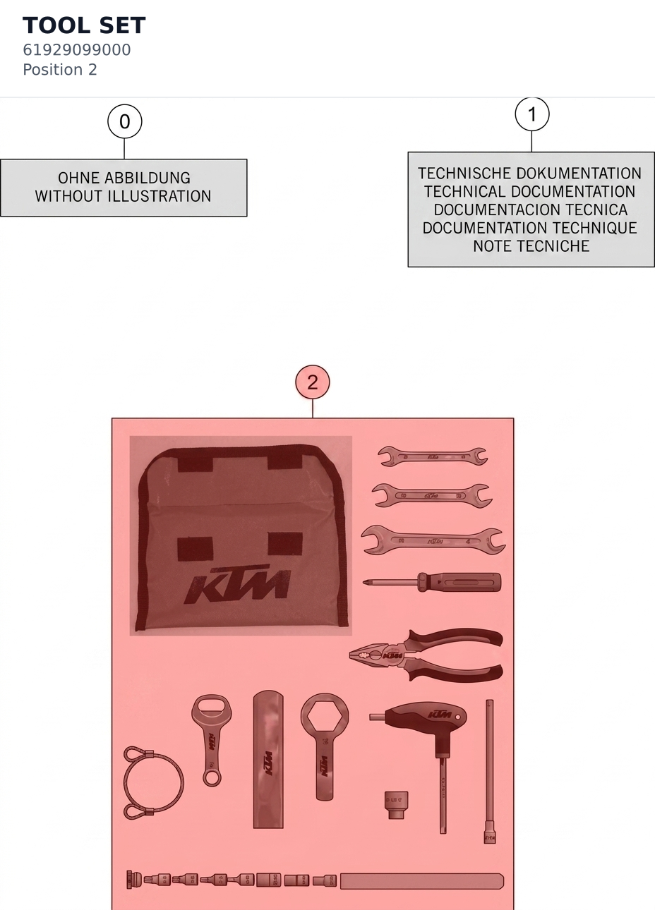 Diagram preview: TOOL SET (61929099000)