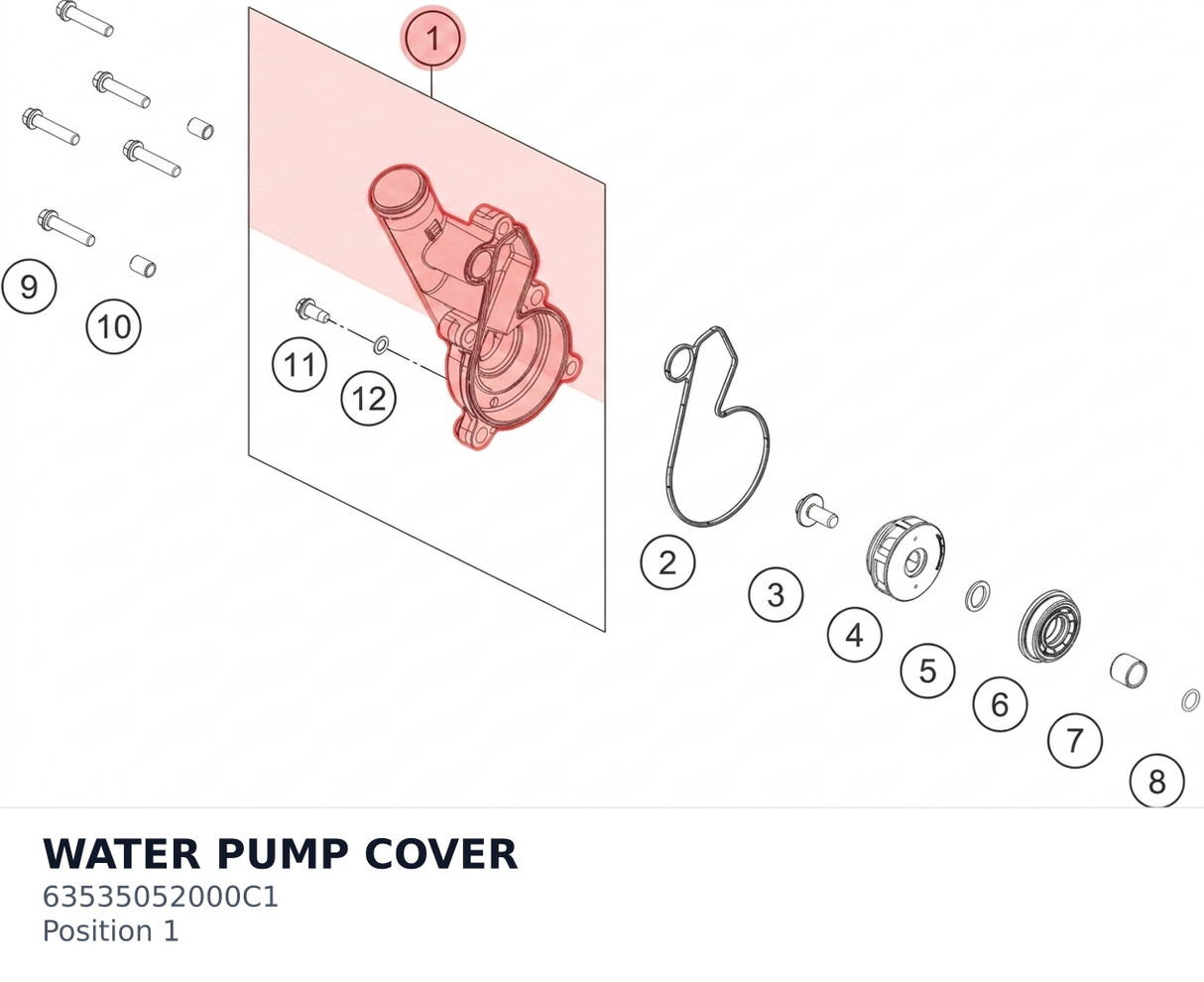 Diagram preview: WATER PUMP COVER (63535052000C1)