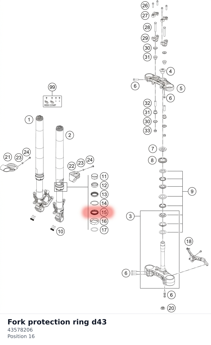 Diagram preview: Fork protection ring d43 (43578206)
