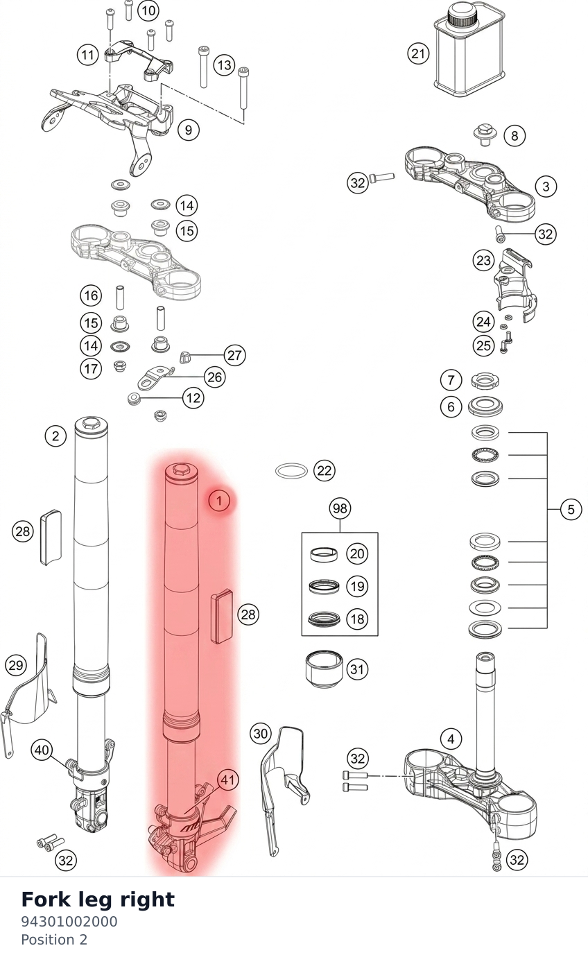 Diagram preview: Fork leg right (94301002000)