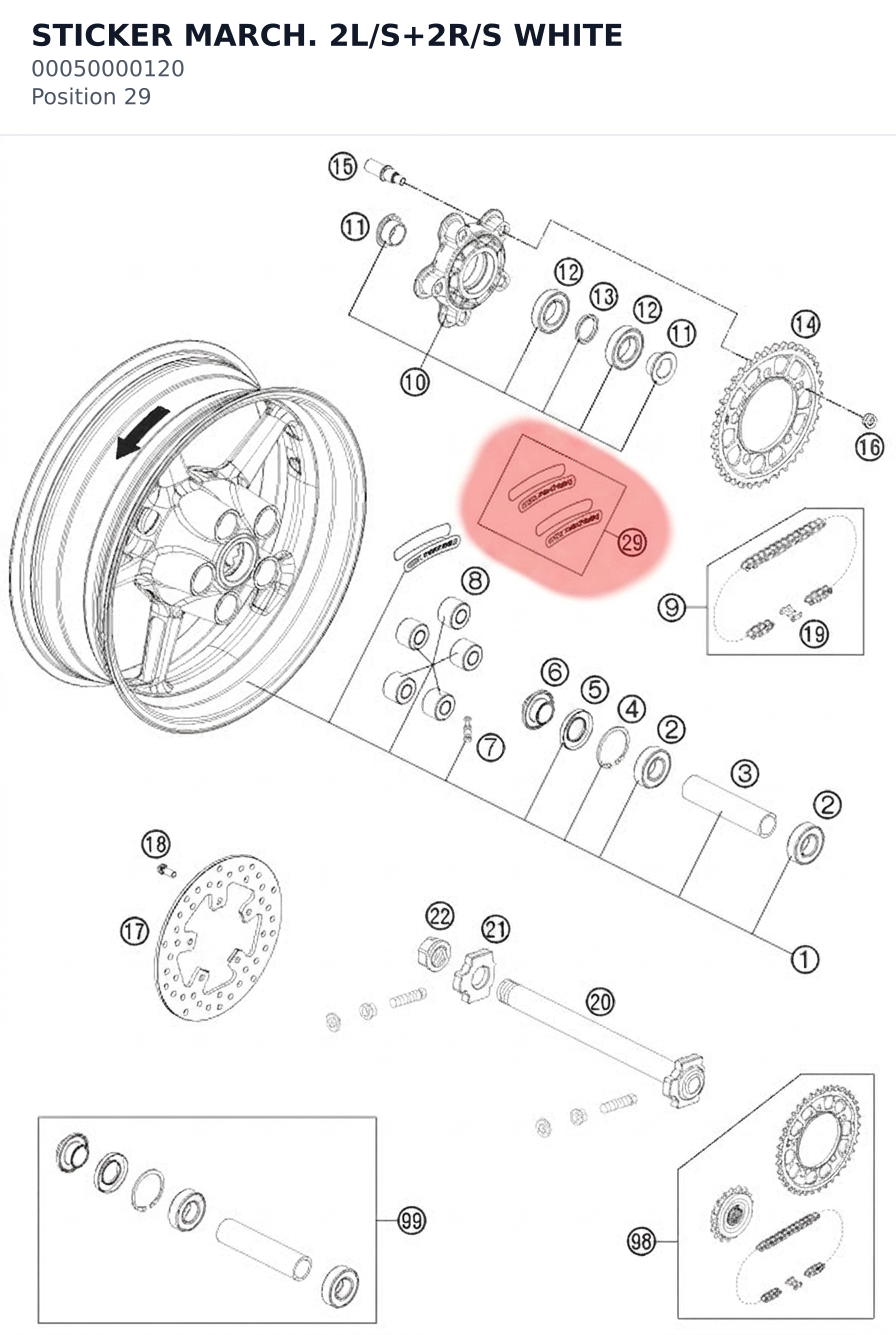 Diagram preview: STICKER MARCH. 2L/S+2R/S WHITE (00050000120)