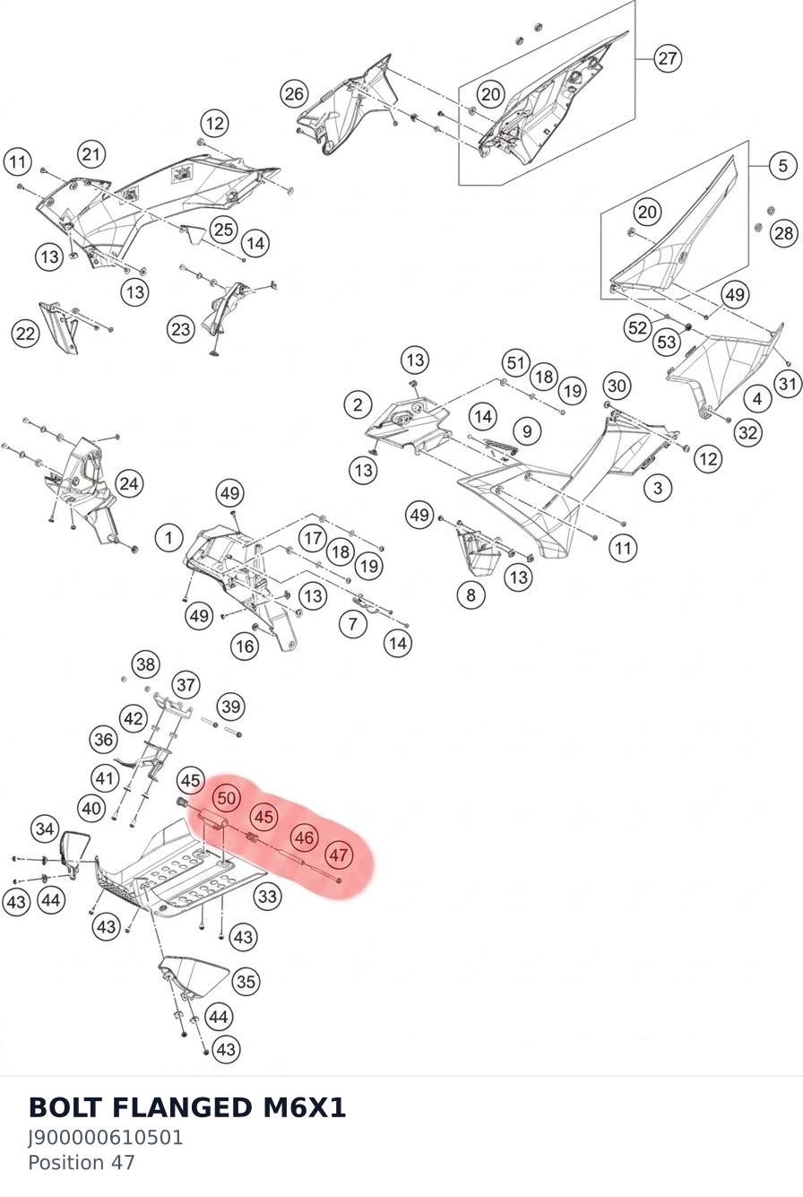 Diagram preview: BOLT FLANGED M6X1 (J900000610501)