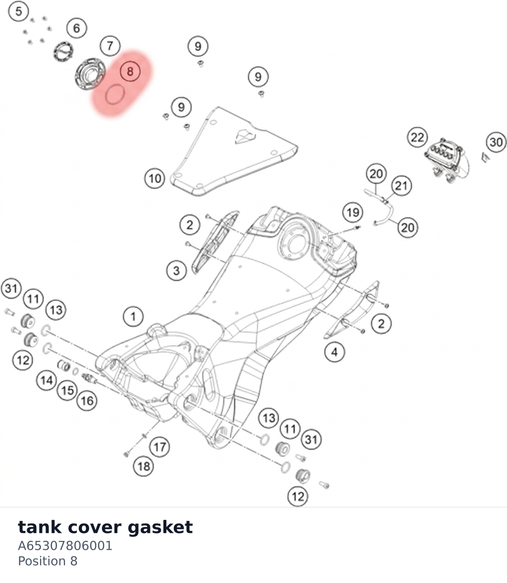 Diagram preview: tank cover gasket (A65307806001)