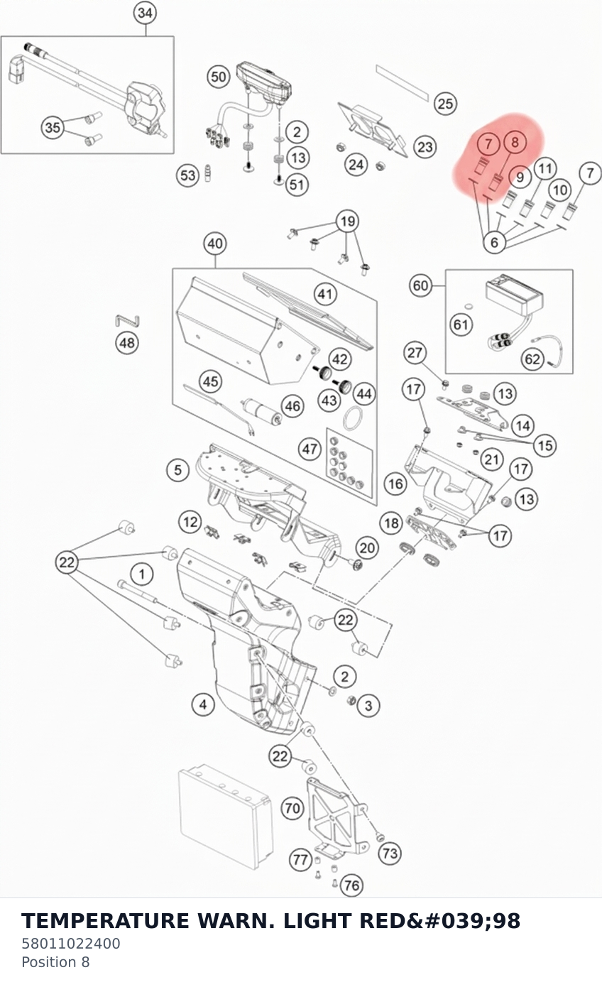 Diagram preview: TEMPERATURE WARN. LIGHT RED'98 (58011022400)