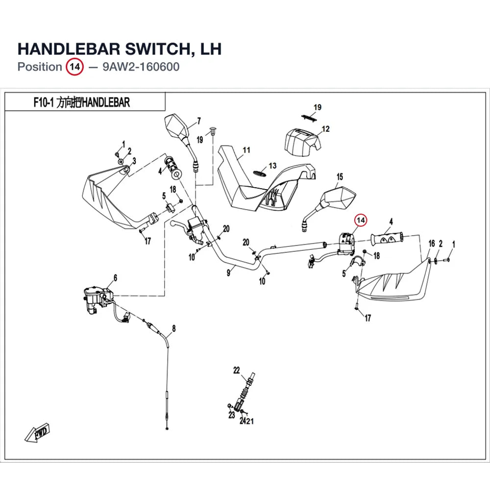 HANDLEBAR SWITCH, LH product image