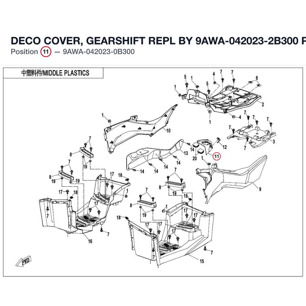 DECO COVER, GEARSHIFT REPL BY 9AWA-042023-2B300 product image