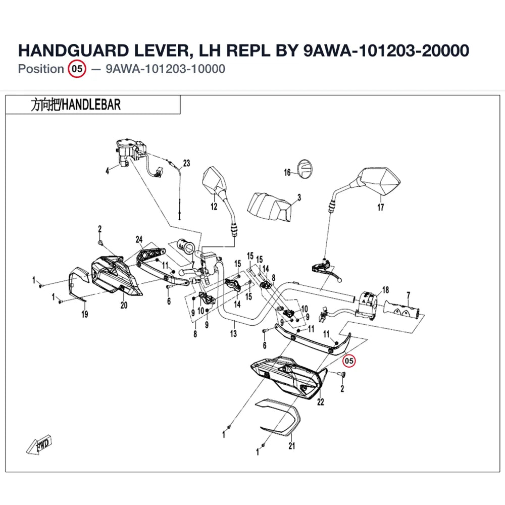 HANDGUARD LEVER, LH REPL BY 9AWA-101203-20000 product image
