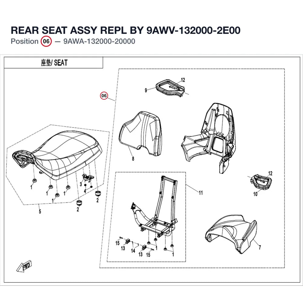 REAR SEAT ASSY REPL BY 9AWV-132000-2E00 product image