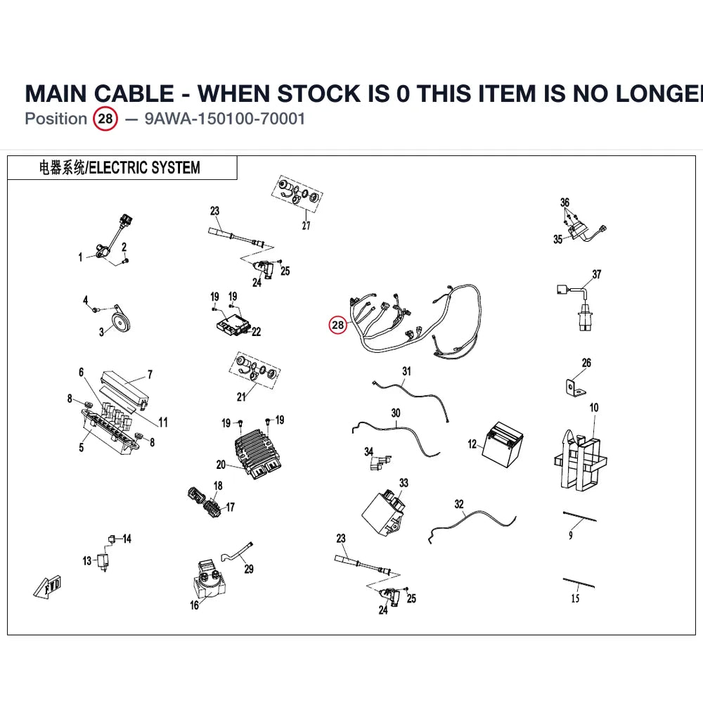 MAIN CABLE - WHEN STOCK IS 0 THIS ITEM IS NO LONGER AVAILABLE product image