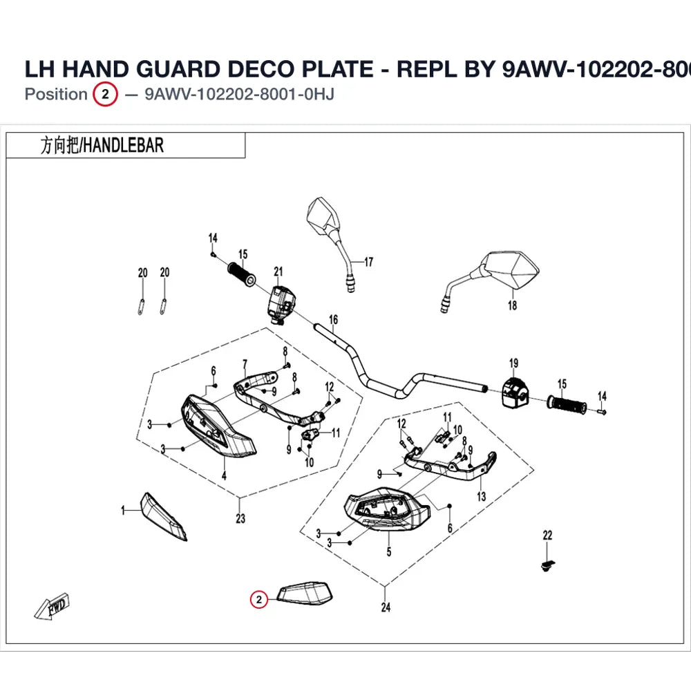 LH HAND GUARD DECO PLATE - REPL BY 9AWV-102202-8000-0HJ00 product image