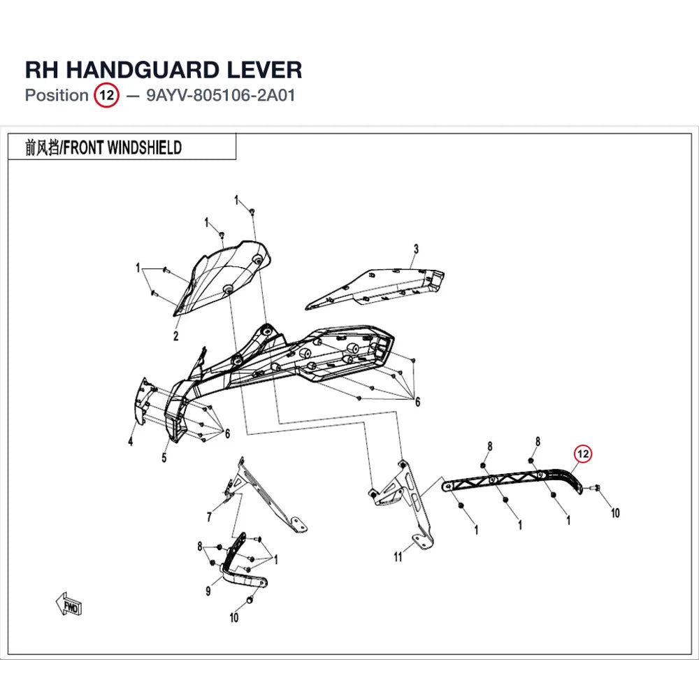 RH HANDGUARD LEVER product image