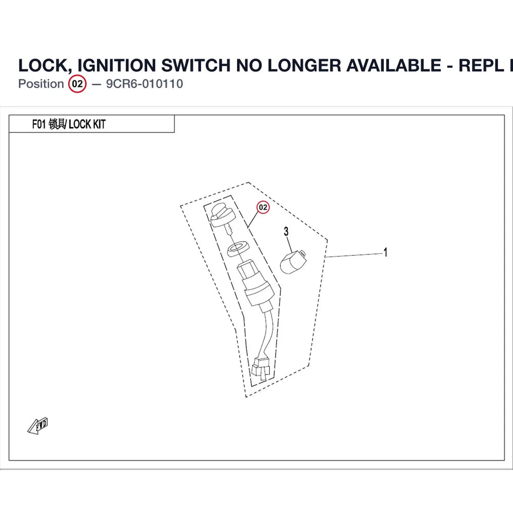 LOCK, IGNITION SWITCH NO LONGER AVAILABLE - REPL BY 9AW0-010100 product image