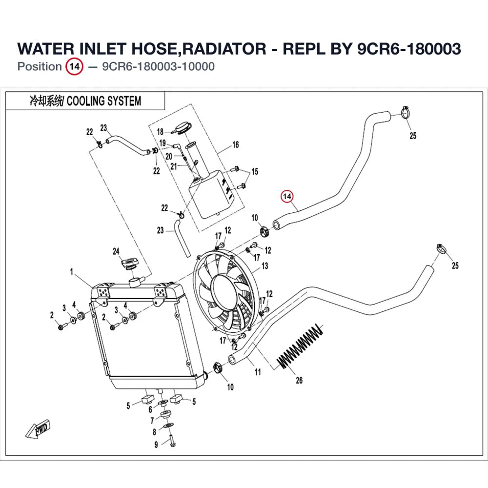 WATER INLET HOSE,RADIATOR product image