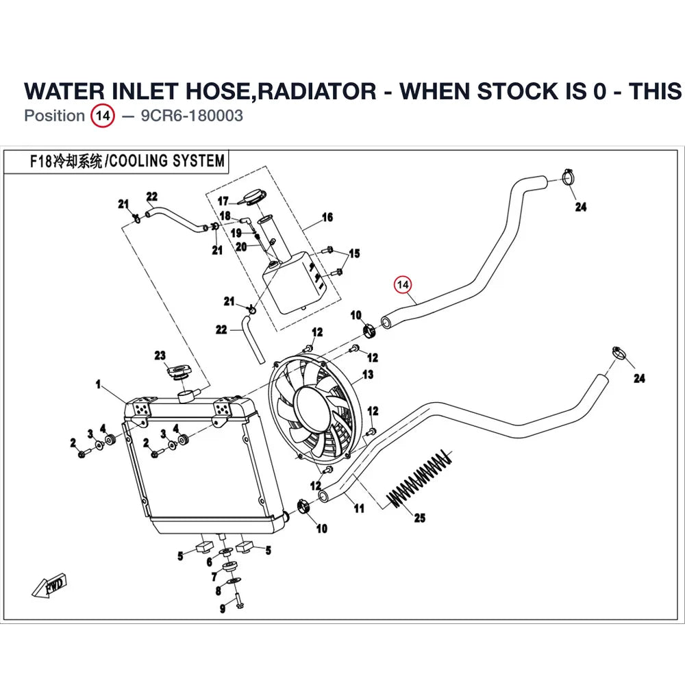 WATER INLET HOSE,RADIATOR REPL BY 9CR6-180003-10000 product image