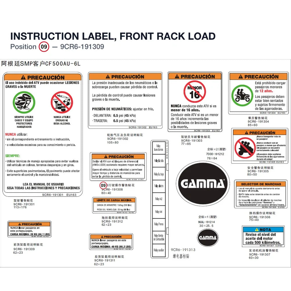 INSTRUCTION LABEL, FRONT RACK LOAD product image