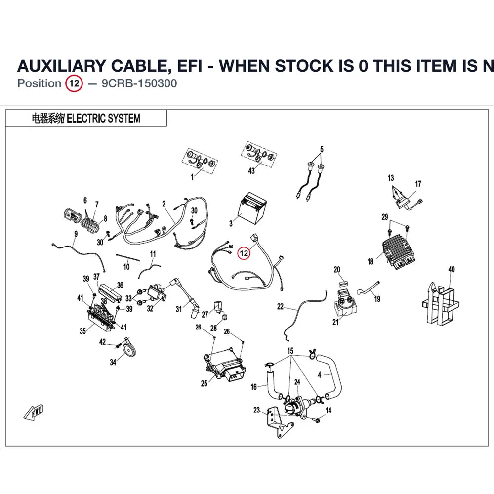 AUXILIARY CABLE, EFI - WHEN STOCK IS 0 THIS ITEM IS NO LONGER AVAILABLE product image