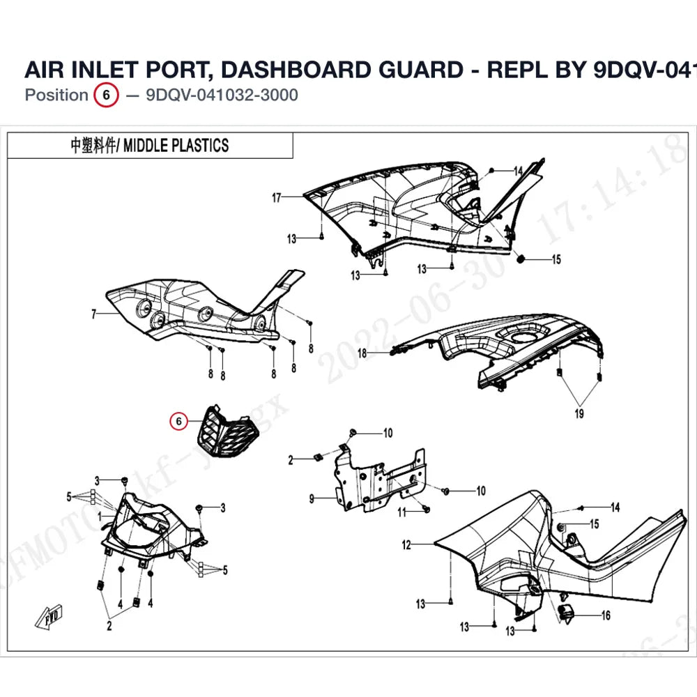 AIR INLET PORT, DASHBOARD GUARD - REPL BY 9DQV-041032-3001 product image