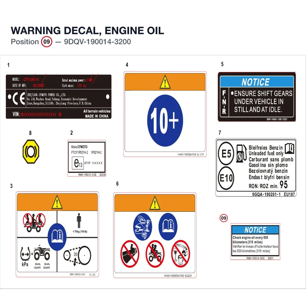 WARNING DECAL, ENGINE OIL product image