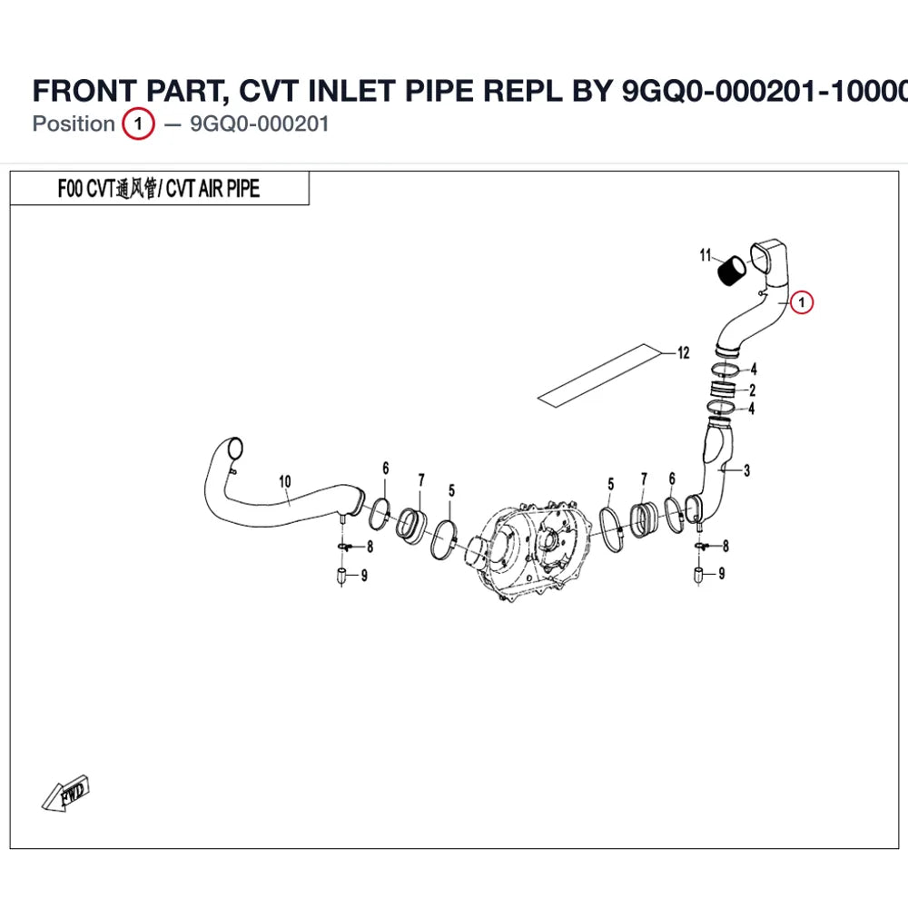 FRONT PART, CVT INLET PIPE REPL BY 9GQ0-000201-10000 product image