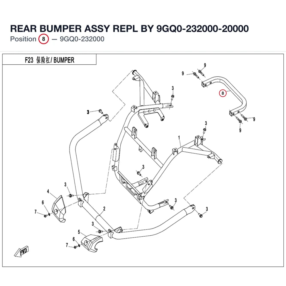 REAR BUMPER ASSY REPL BY 9GQ0-232000-20000 product image