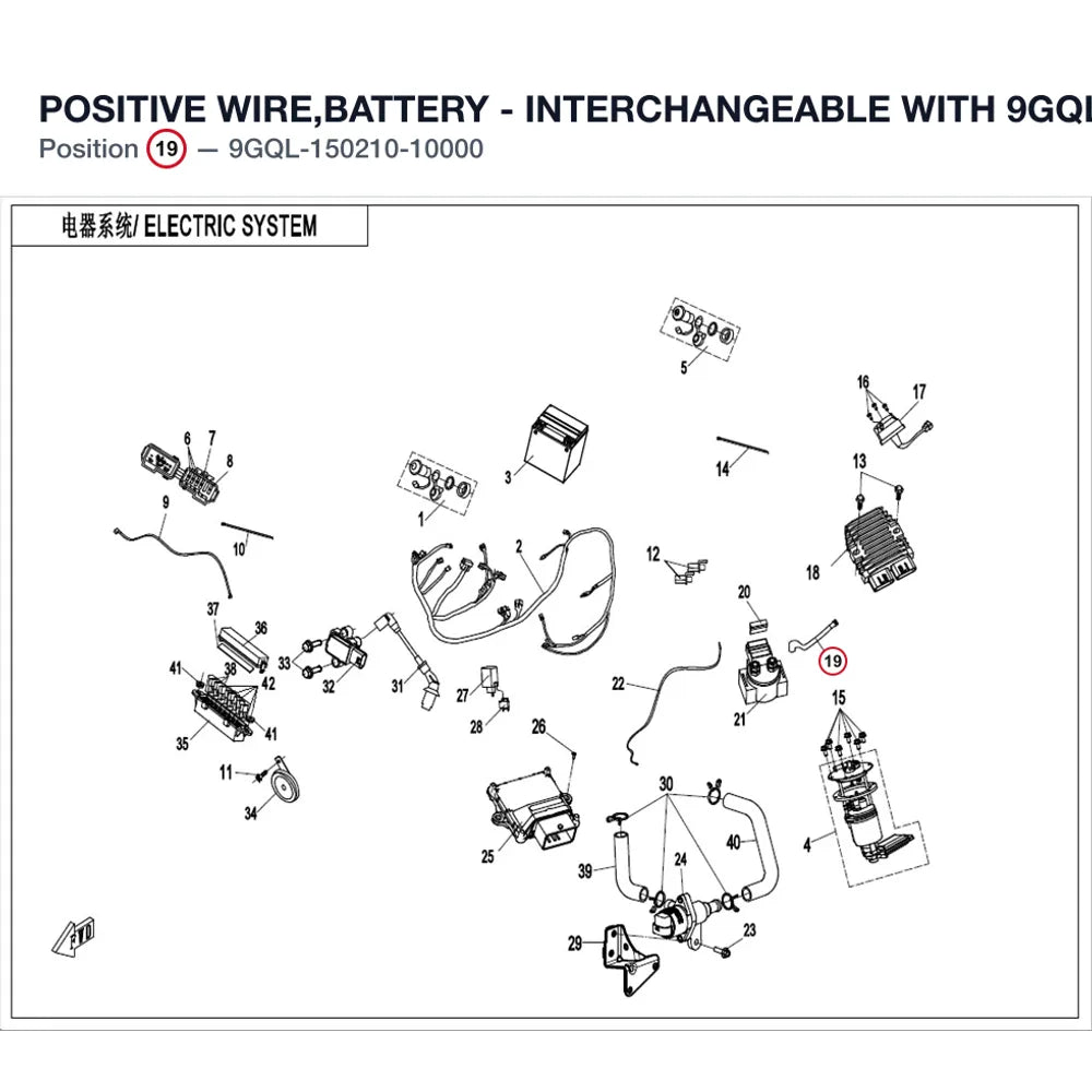 POSITIVE WIRE,BATTERY - INTERCHANGEABLE WITH 9GQL-150210 product image