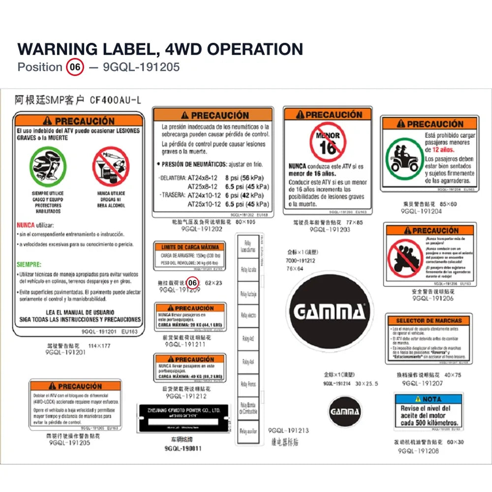 WARNING LABEL, 4WD OPERATION product image
