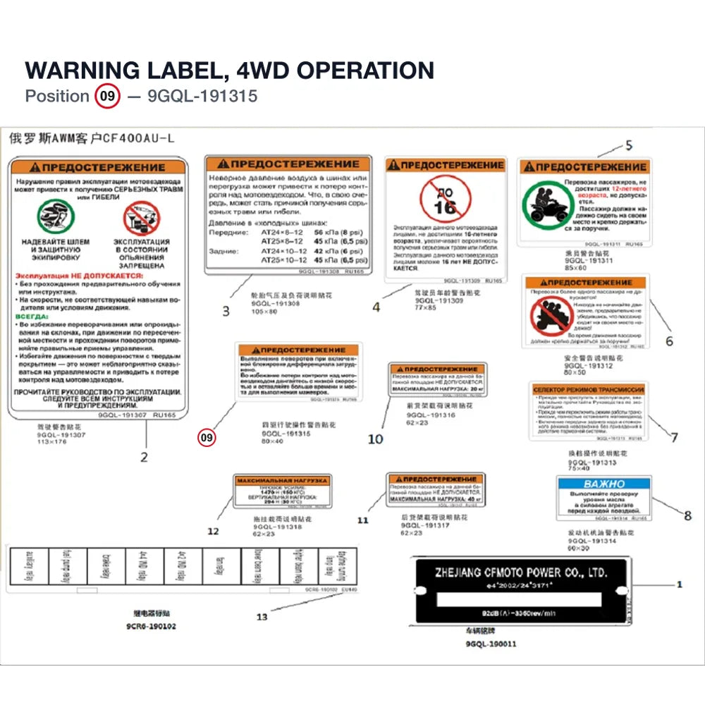 WARNING LABEL, 4WD OPERATION product image