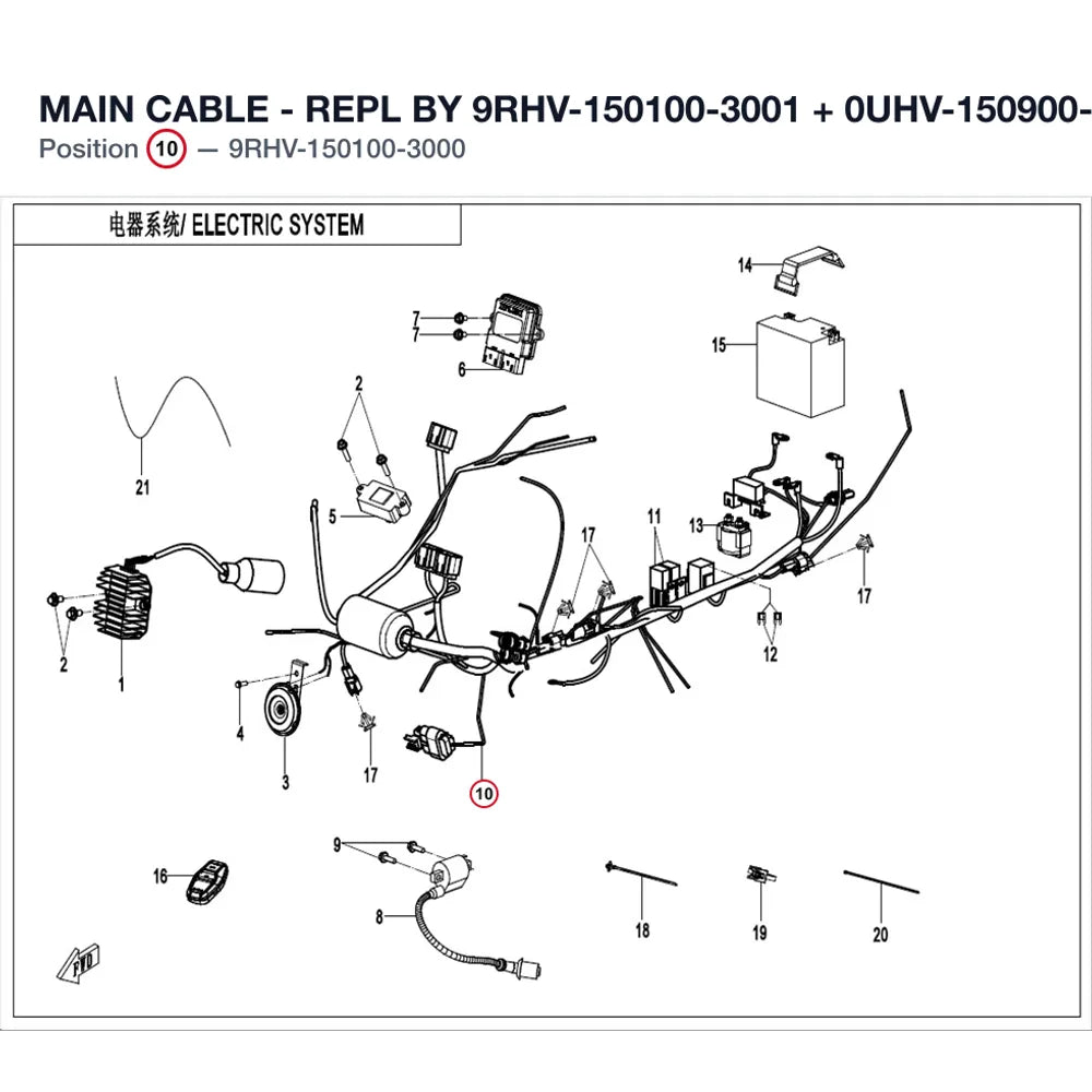 MAIN CABLE - REPL BY 9RHV-150100-3001 + 0UHV-150900-2000 product image